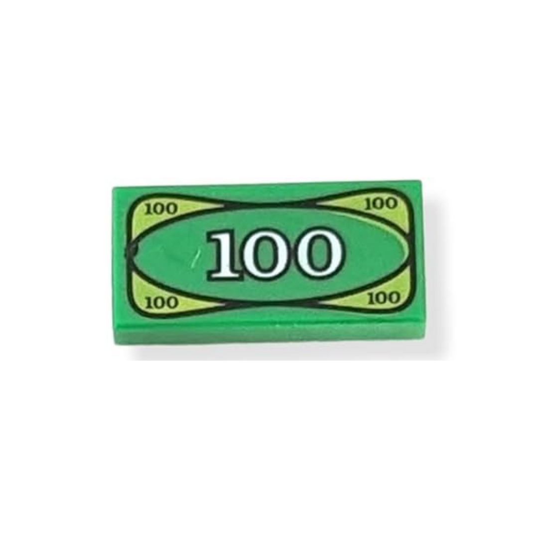 LEGO Minifigure Accessory - Money 100 Bill Tile 1x2, Green